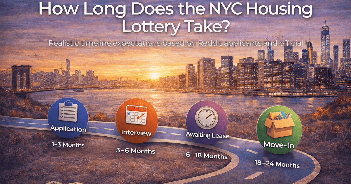 How Long Does the NYC Housing Lottery Take? | Realistic Timeline 2026 - Comprehensive guide to NYC Housing Lottery with visual infographic showing key information, timelines, and strategies