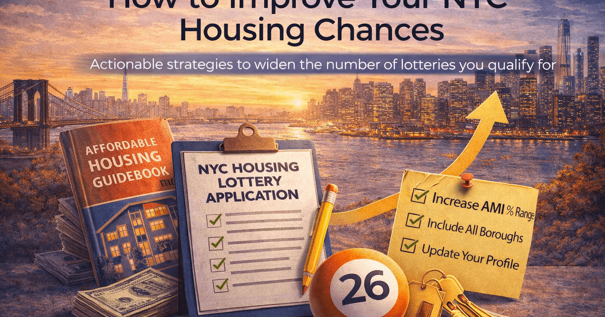 How to Improve Your NYC Housing Lottery Chances - Comprehensive guide to NYC Housing Lottery with visual infographic showing key information, timelines, and strategies