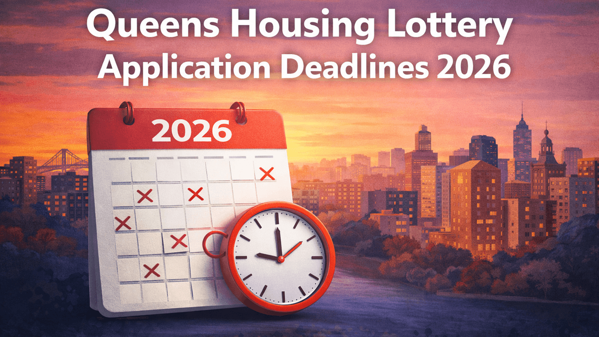 Queens Housing Lottery Deadlines 2026 | Application Dates & Alert Guide - Comprehensive guide to NYC Housing Lottery with visual infographic showing key information, timelines, and strategies
